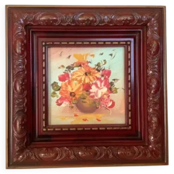Mini tableau bouquet de fleurs huile sur panneau