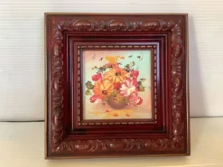 Mini tableau bouquet de fleurs huile sur panneau