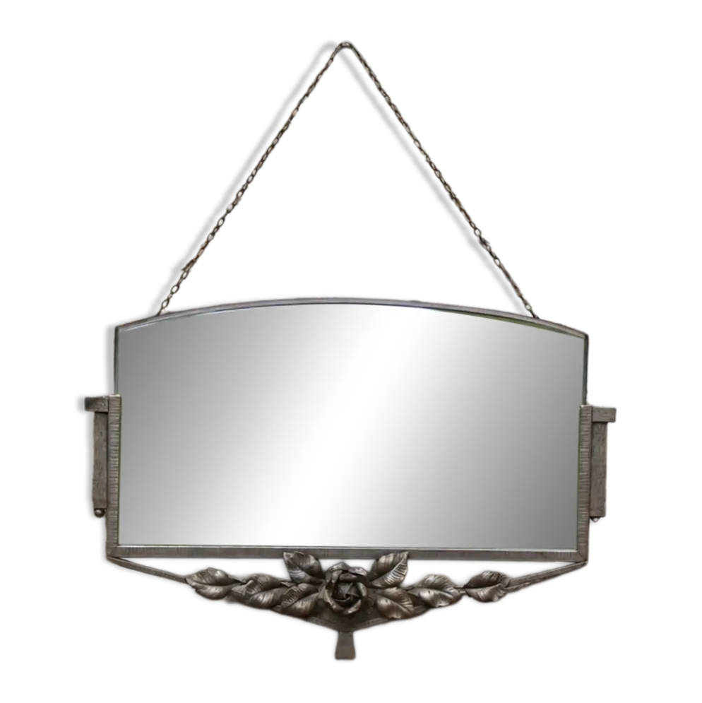 Miroir ancien Art déco en métal à décor de roses – miroir mural vintage ann
