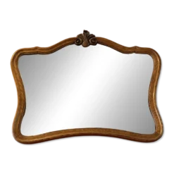 Miroir ancien biseauté, cadre en chêne
