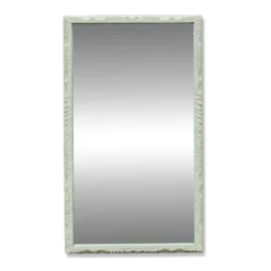 Miroir ancien biseauté en bois massif sculpté vert Lézard –