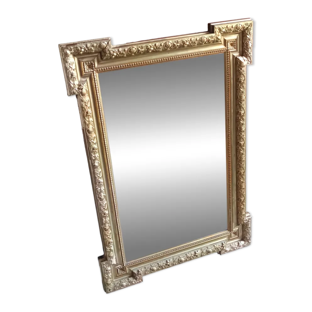 Miroir ancien bois et stuc doré néo Louis XVI