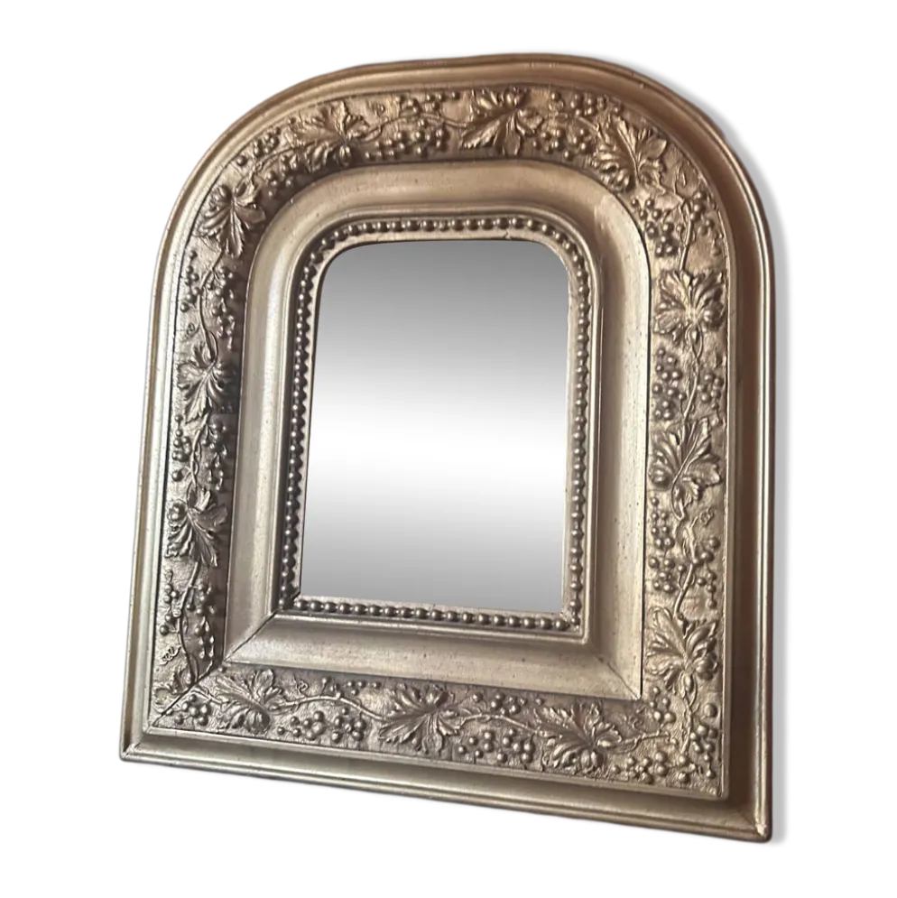 Miroir ancien en bois et stuc doré à décor de vigne – fin XIXe siècle