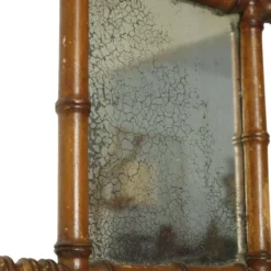 Miroir ancien en bois imitation bambou France 40x34cm