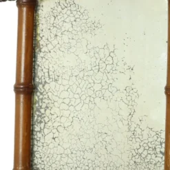 Miroir ancien en bois imitation bambou France 40x34cm