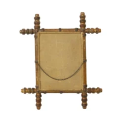 Miroir ancien en bois imitation bambou France 40x34cm