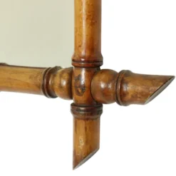 Miroir ancien en bois imitation bambou France 45x39cm