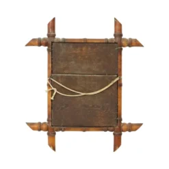 Miroir ancien en bois imitation bambou France 45x39cm