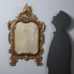 Miroir ancien en bois laqué, Italie, fin XIXe siècle