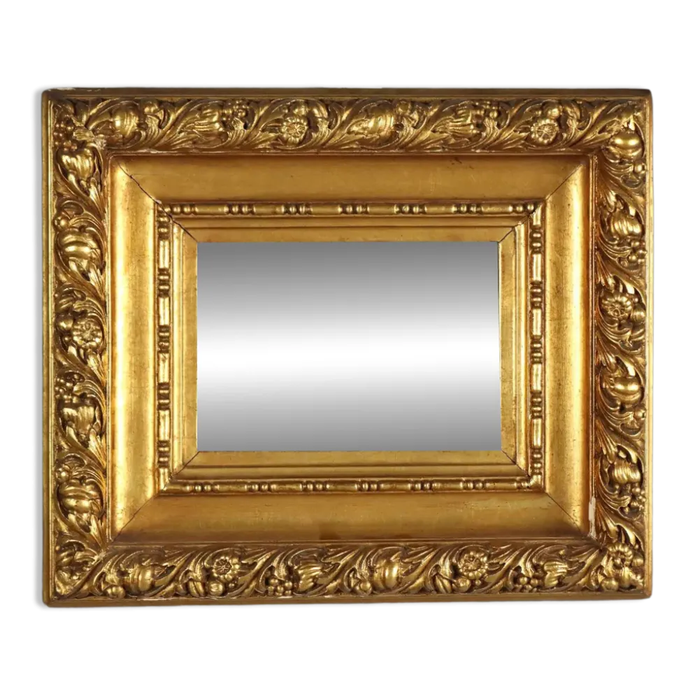 Miroir ancien en bois sculpté et doré, Italie, XXe siècle