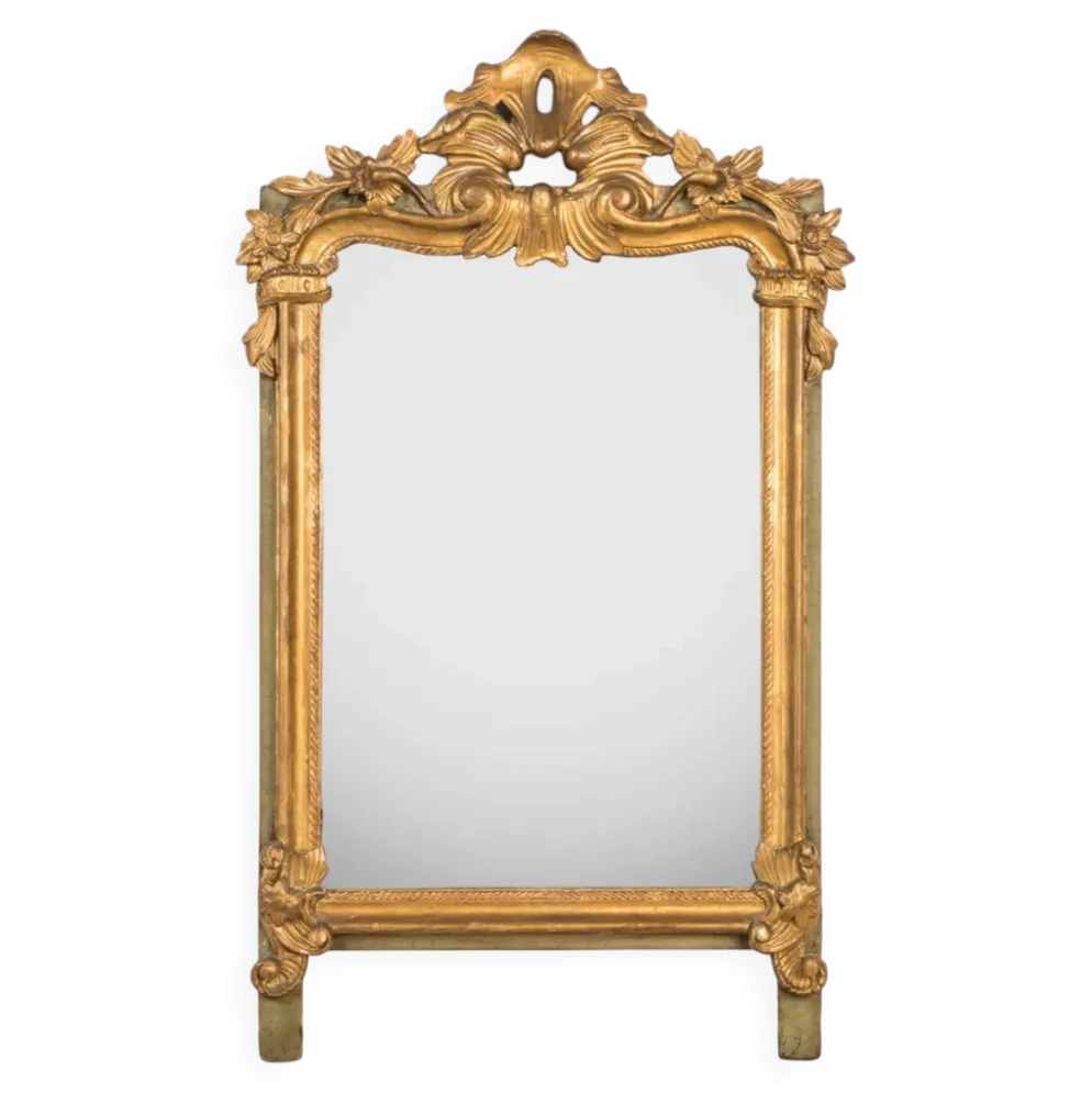 Miroir ancien à fleurs du XIXe siècle