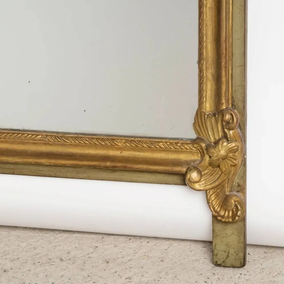 Miroir ancien à fleurs du XIXe siècle