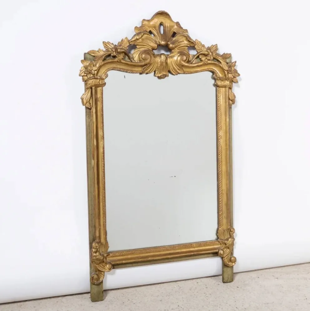 Miroir ancien à fleurs du XIXe siècle