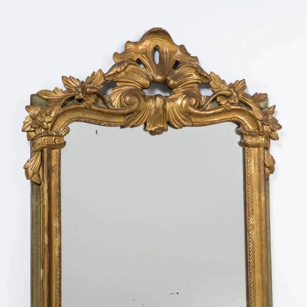 Miroir ancien à fleurs du XIXe siècle