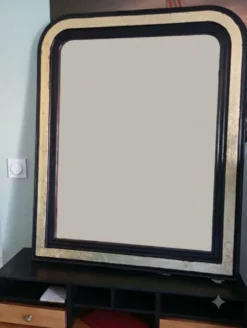 Miroir ancien noir et doré – 98 x 78