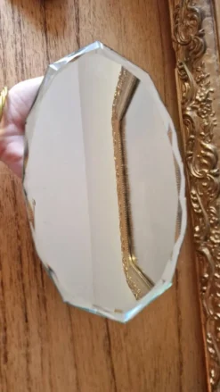 Miroir ancien à poser biseauté velours vintage
