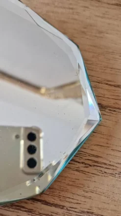Miroir ancien à poser biseauté velours vintage
