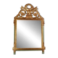Miroir ancien style Louis XVI bois sculpté dorure d'origine 73x43 cm D230