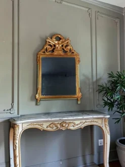 Miroir ancien style Louis XVI bois sculpté dorure d'origine 73x43 cm D230