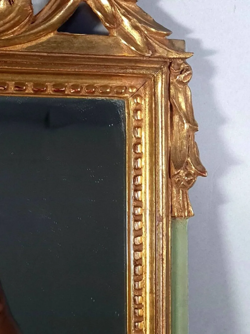 Miroir ancien style Louis XVI bois sculpté dorure d'origine 73x43 cm D230
