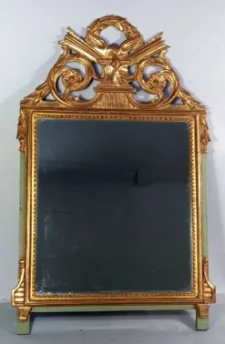 Miroir ancien style Louis XVI bois sculpté dorure d'origine 73x43 cm D230
