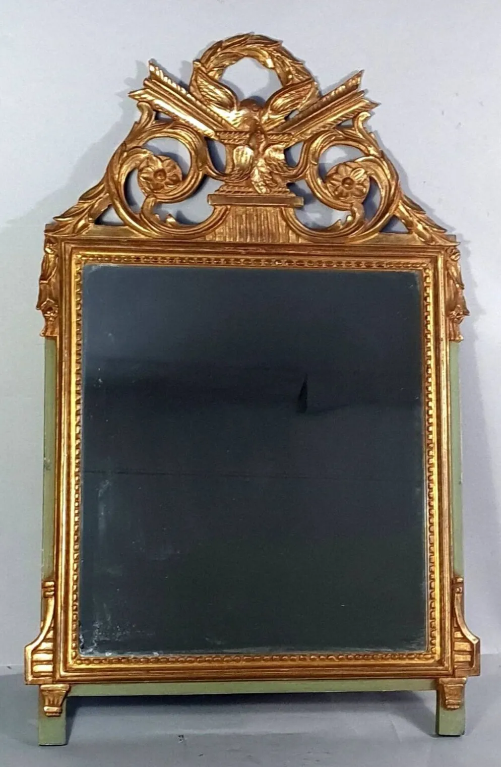 Miroir ancien style Louis XVI bois sculpté dorure d'origine 73x43 cm D230