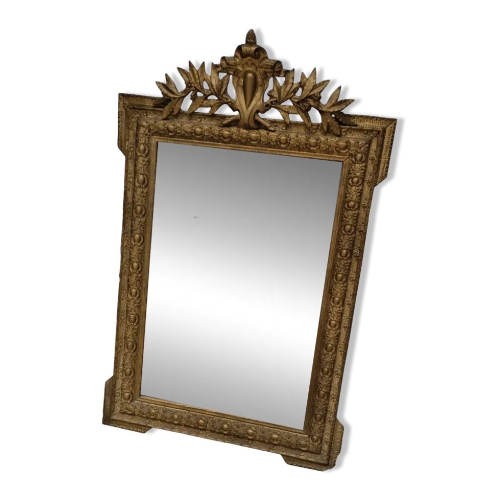 Miroir ancien style Napoléon III à fronton aux lauriers