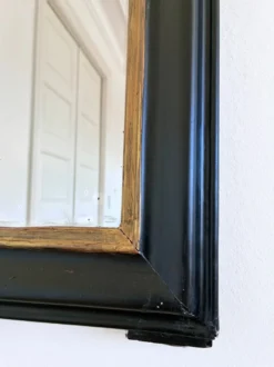 Miroir antique français Louis Philippe – noir et or, fin du 19e siècle