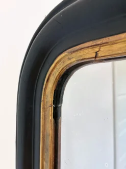 Miroir antique français Louis Philippe – noir et or, fin du 19e siècle