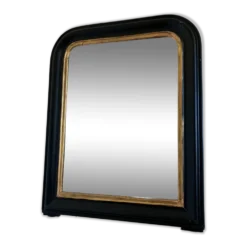 Miroir antique français Louis Philippe – noir et or, fin du 19e siècle