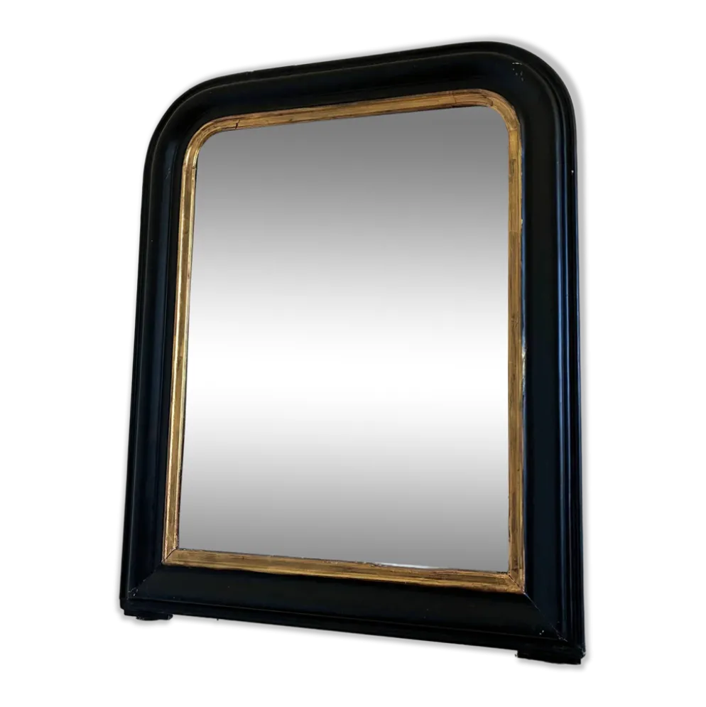 Miroir antique français Louis Philippe – noir et or, fin du 19e siècle
