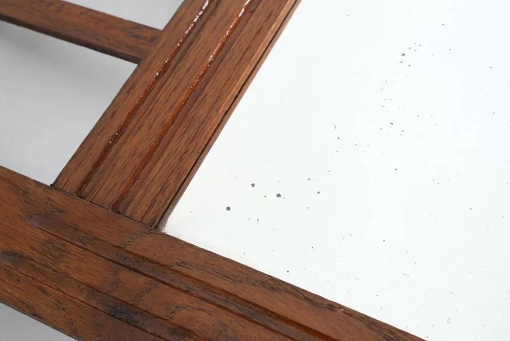 Miroir Art Déco en bois avec miroir taillé en facettes, années 1930