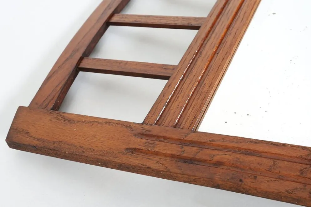 Miroir Art Déco en bois avec miroir taillé en facettes, années 1930