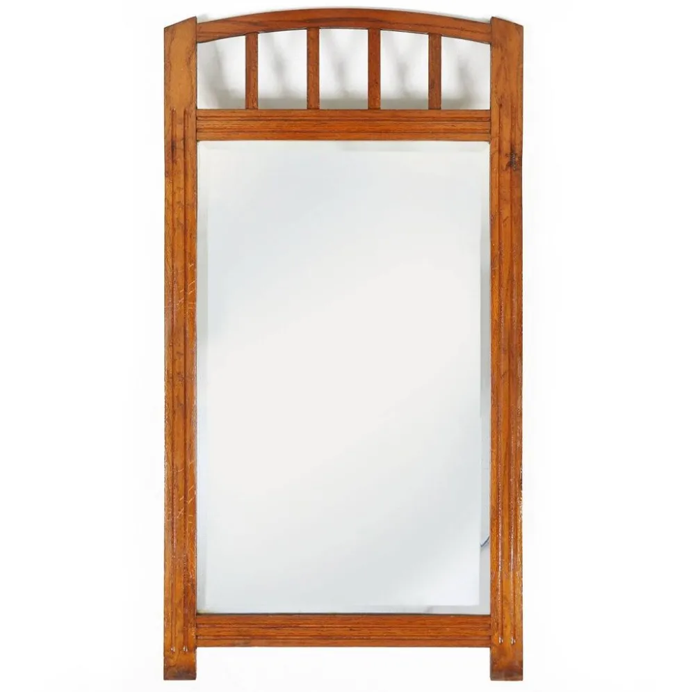 Miroir Art Déco en bois avec miroir taillé en facettes, années 1930