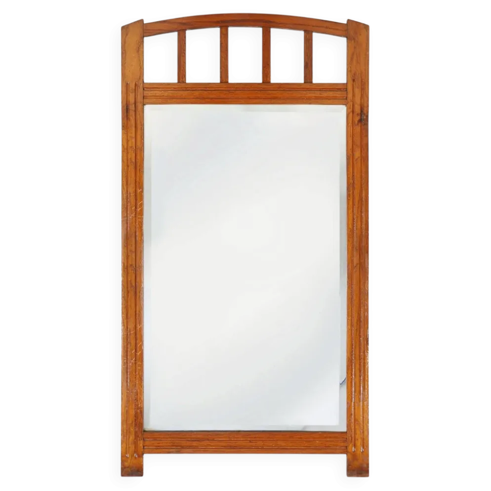 Miroir Art Déco en bois avec miroir taillé en facettes, années 1930
