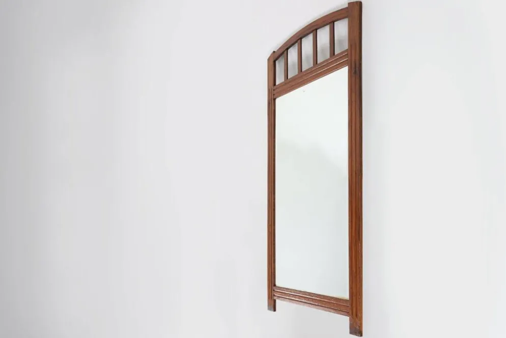 Miroir Art Déco en bois avec miroir taillé en facettes, années 1930