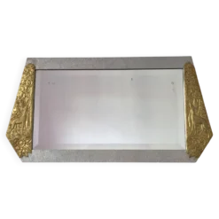 Miroir art déco en bois glace biseautée