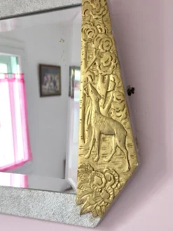 Miroir art déco en bois glace biseautée