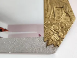 Miroir art déco en bois glace biseautée