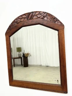 Miroir art déco en chêne motif sculpté