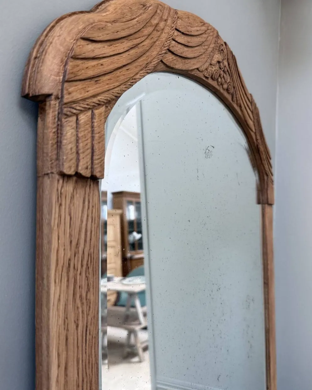 Miroir art déco en chêne, rénové