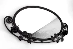 Miroir Art déco en fer forgé à décor de roses, France, vers 1920