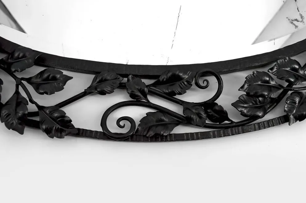 Miroir Art déco en fer forgé à décor de roses, vers 1920