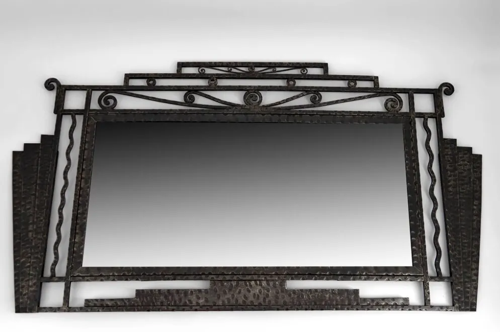 Miroir Art Déco en fer forgé – Paul Kiss, Paris, vers 1930