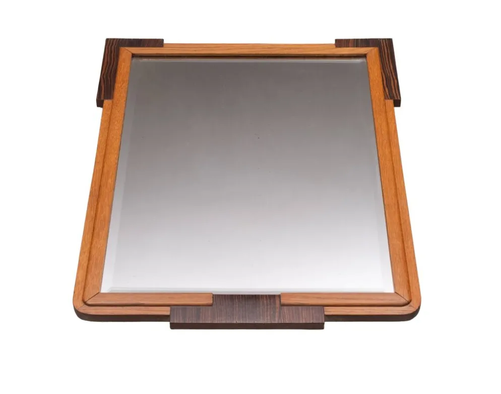 Miroir Art Déco néerlandais, cadre en chêne, École d'Amsterdam, années 1920