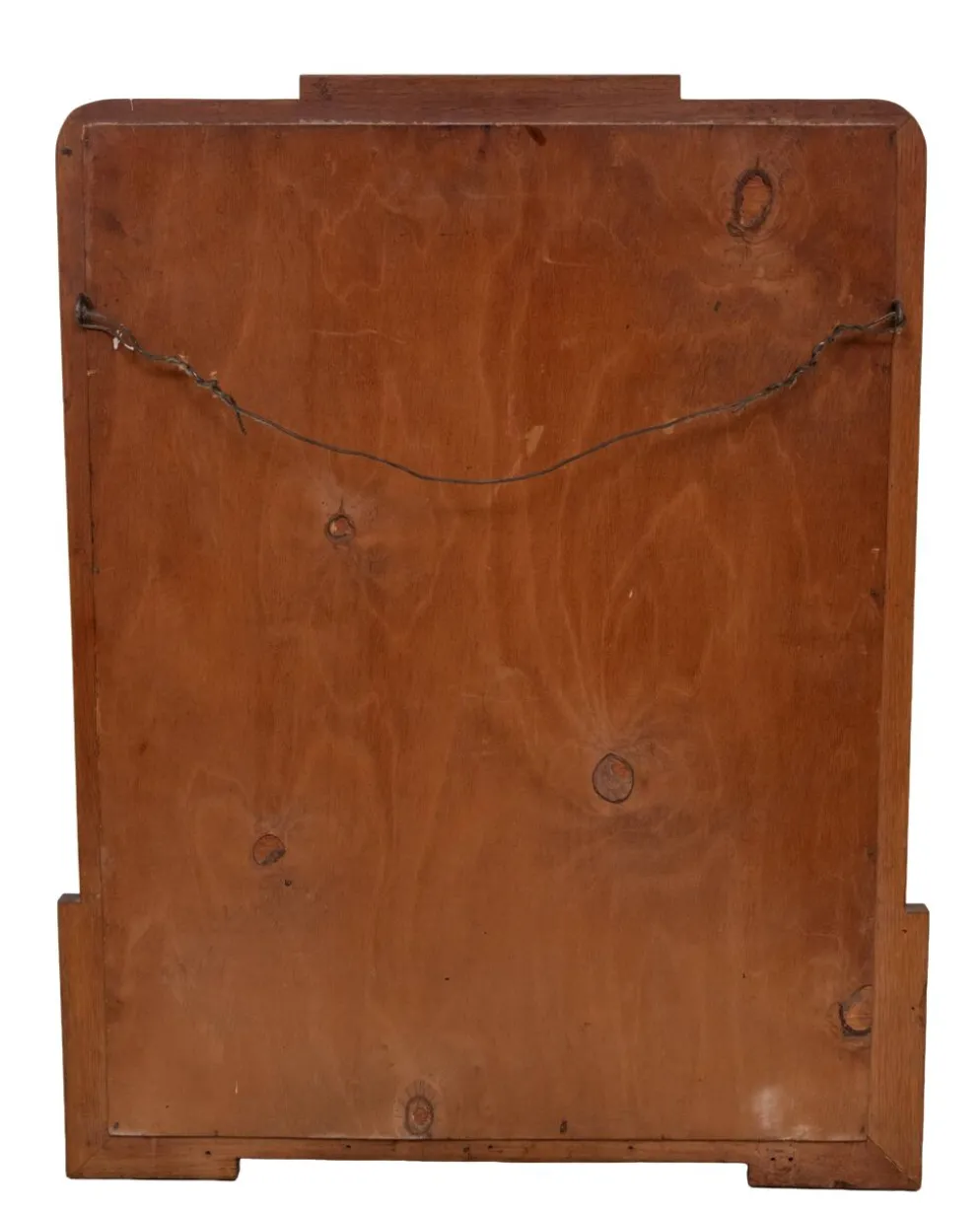 Miroir Art Déco néerlandais, cadre en chêne, École d'Amsterdam, années 1920