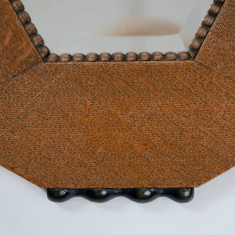 Miroir Art Déco néerlandais en chêne avec des détails ébénisés, 1920-1930