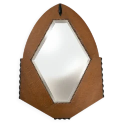 Miroir Art Déco néerlandais en chêne avec des détails ébénisés, 1920-1930