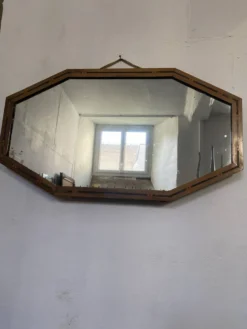 Miroir Art déco vintage bois marqueté