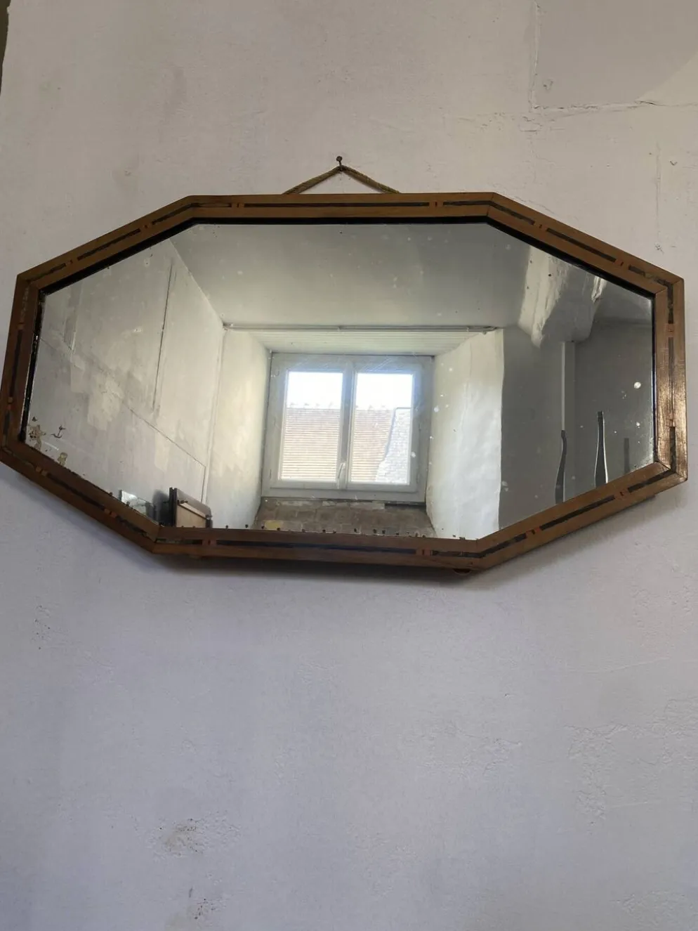 Miroir Art déco vintage bois marqueté